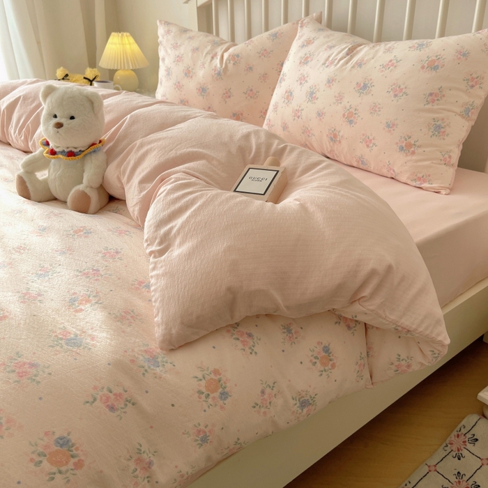 91家纺网 家纺一手货源 找家纺 繁花家居 2025学生季第二波木棉水洗棉四件套三件套跑量款 海棠秘境