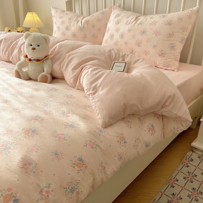 91家纺网 家纺一手货源 找家纺 繁花家居 2025学生季第二波木棉水洗棉四件套三件套跑量款 海棠秘境