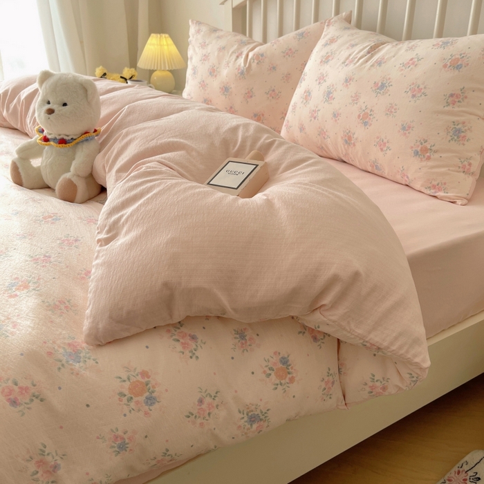 91家纺网 家纺一手货源 找家纺 繁花家居 2025学生季第二波木棉水洗棉四件套三件套跑量款 海棠秘境