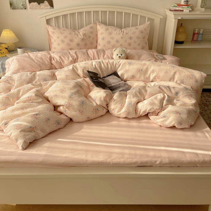 91家纺网 家纺一手货源 找家纺 繁花家居 2025学生季第二波木棉水洗棉四件套三件套跑量款 海棠秘境