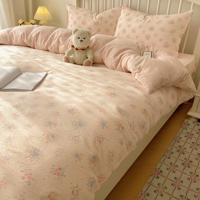 91家纺网 家纺一手货源 找家纺 繁花家居 2025学生季第二波木棉水洗棉四件套三件套跑量款 海棠秘境