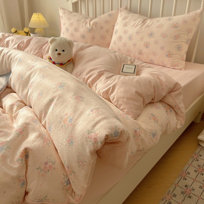 91家纺网 家纺一手货源 找家纺 繁花家居 2025学生季第二波木棉水洗棉四件套三件套跑量款 海棠秘境