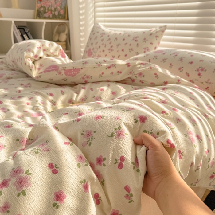 91家纺网 家纺一手货源 找家纺 繁花家居 2025学生季第二波木棉水洗棉四件套三件套跑量款 花花狗