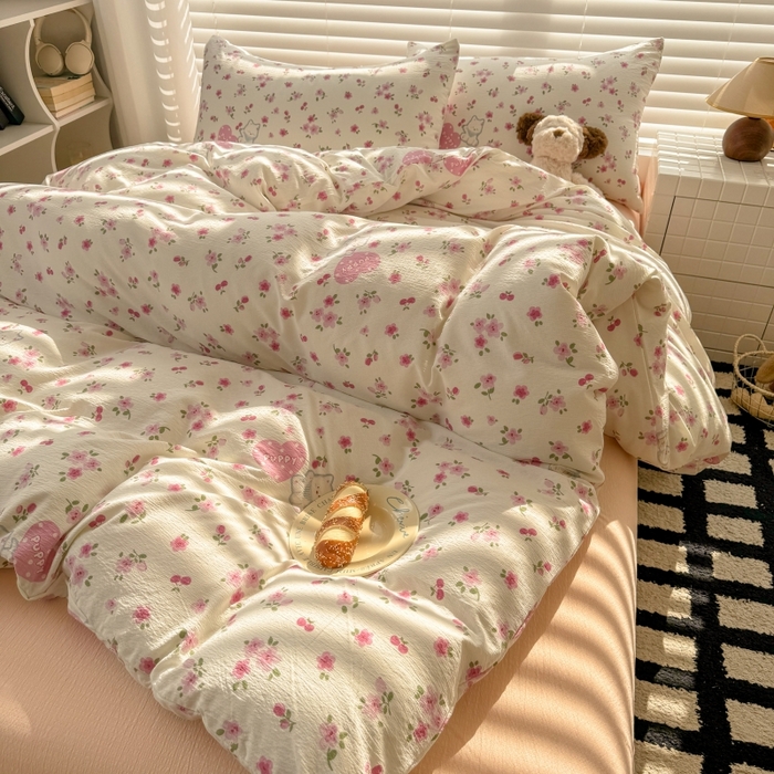 91家纺网 家纺一手货源 找家纺 繁花家居 2025学生季第二波木棉水洗棉四件套三件套跑量款 花花狗