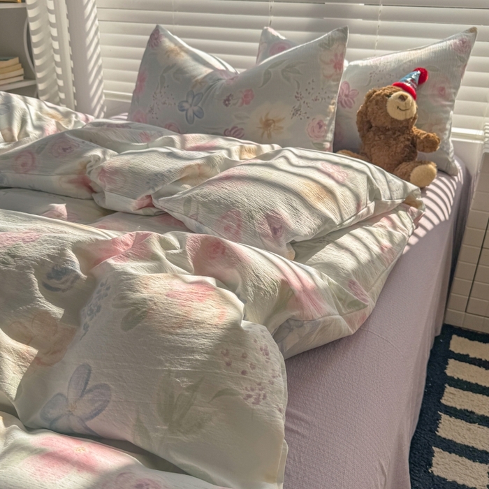 91家纺网 家纺一手货源 找家纺 繁花家居 2025学生季第二波木棉水洗棉四件套三件套跑量款 花间醉意