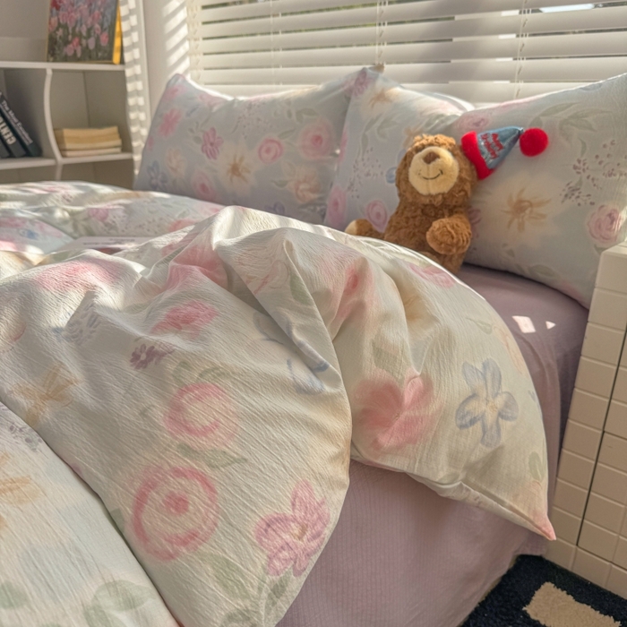 91家纺网 家纺一手货源 找家纺 繁花家居 2025学生季第二波木棉水洗棉四件套三件套跑量款 花间醉意