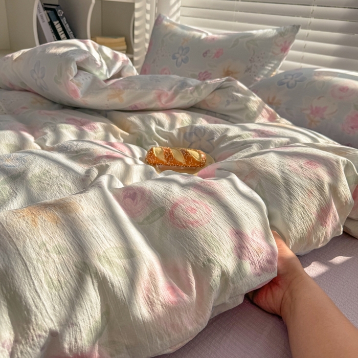 91家纺网 家纺一手货源 找家纺 繁花家居 2025学生季第二波木棉水洗棉四件套三件套跑量款 花间醉意