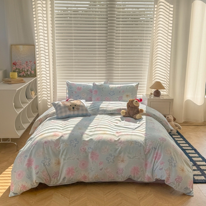 91家纺网 家纺一手货源 找家纺 繁花家居 2025学生季第二波木棉水洗棉四件套三件套跑量款 花间醉意