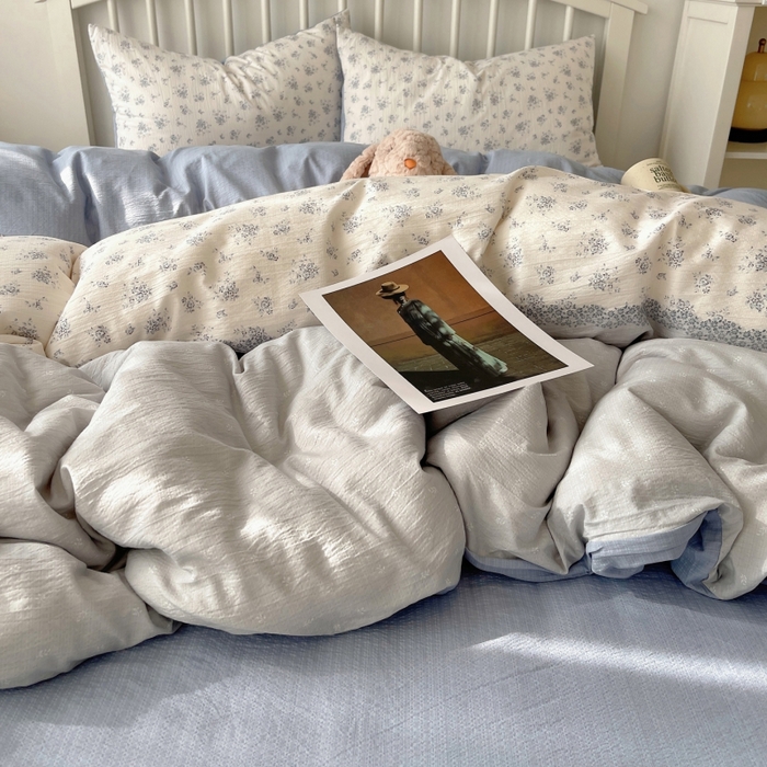 91家纺网 家纺一手货源 找家纺 繁花家居 2025学生季第二波木棉水洗棉四件套三件套跑量款 花屿庄园