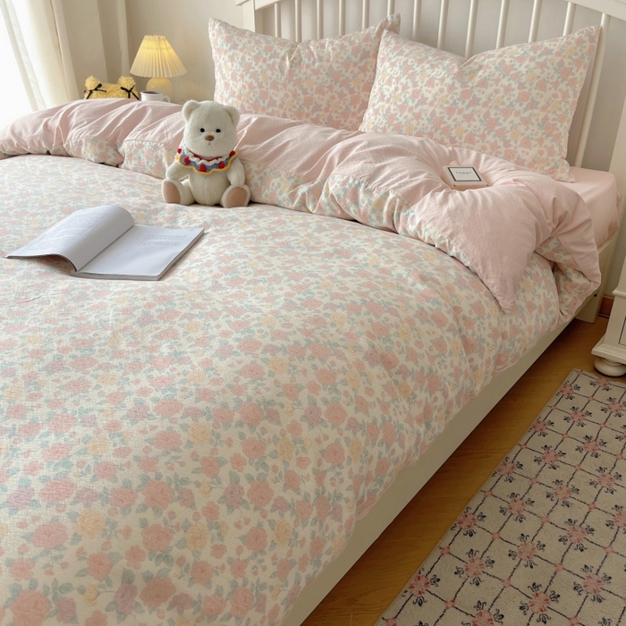 91家纺网 家纺一手货源 找家纺 繁花家居 2025学生季第二波木棉水洗棉四件套三件套跑量款 梦里看花