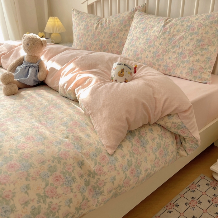 91家纺网 家纺一手货源 找家纺 繁花家居 2025学生季第二波木棉水洗棉四件套三件套跑量款 陌生花开