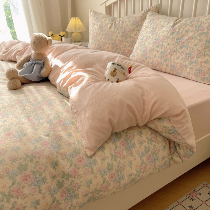 91家纺网 家纺一手货源 找家纺 繁花家居 2025学生季第二波木棉水洗棉四件套三件套跑量款 陌生花开