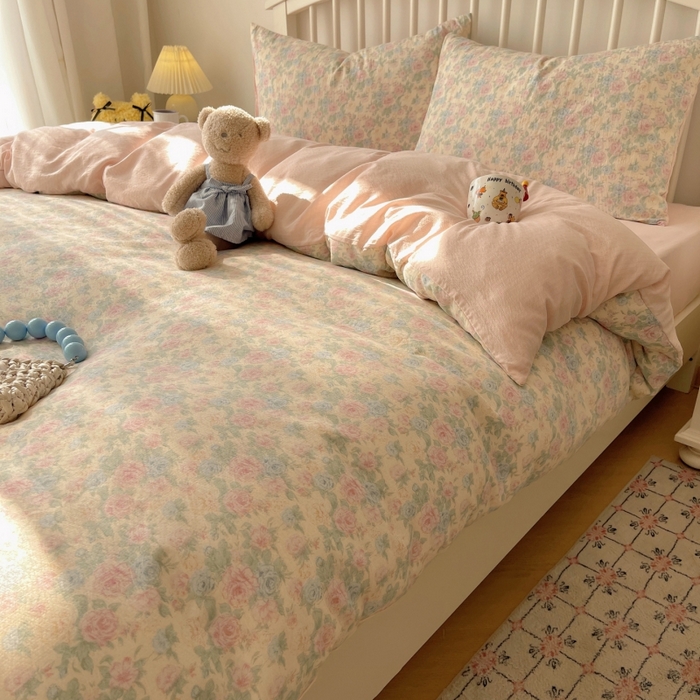 91家纺网 家纺一手货源 找家纺 繁花家居 2025学生季第二波木棉水洗棉四件套三件套跑量款 陌生花开