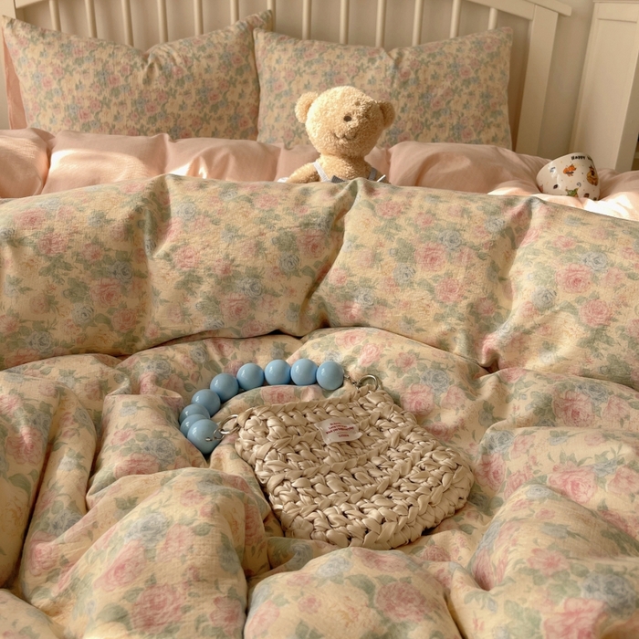 91家纺网 家纺一手货源 找家纺 繁花家居 2025学生季第二波木棉水洗棉四件套三件套跑量款 陌生花开