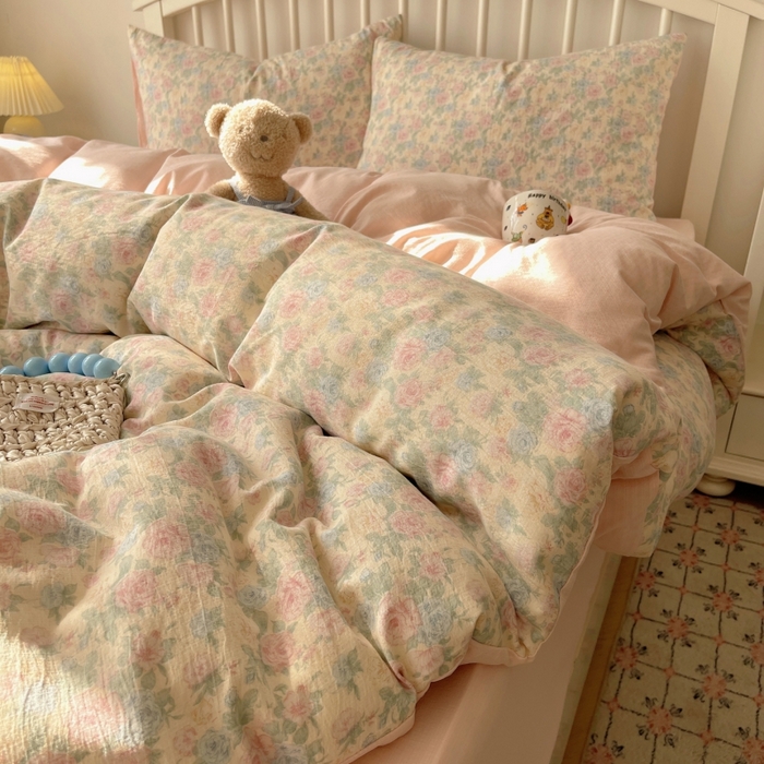 91家纺网 家纺一手货源 找家纺 繁花家居 2025学生季第二波木棉水洗棉四件套三件套跑量款 陌生花开