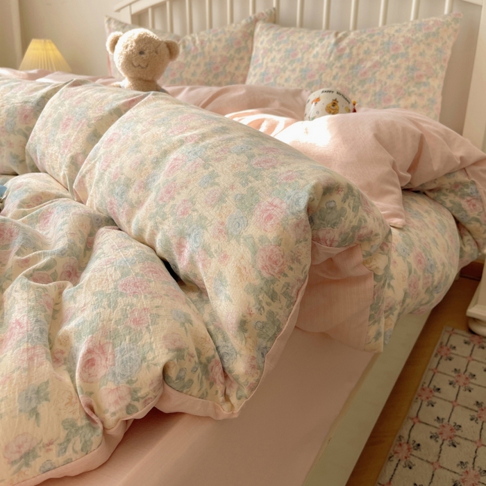 91家纺网 家纺一手货源 找家纺 繁花家居 2025学生季第二波木棉水洗棉四件套三件套跑量款 陌生花开