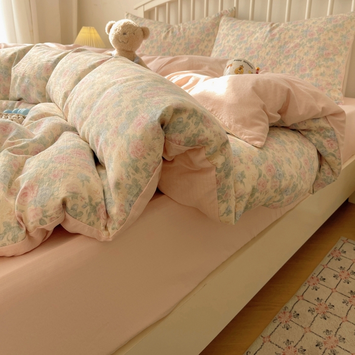 91家纺网 家纺一手货源 找家纺 繁花家居 2025学生季第二波木棉水洗棉四件套三件套跑量款 陌生花开