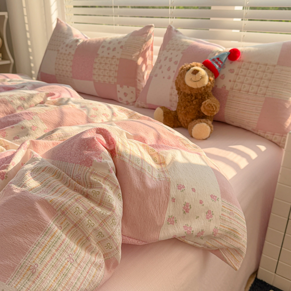 91家纺网 家纺一手货源 找家纺 繁花家居 2025学生季第二波木棉水洗棉四件套三件套跑量款 怦然心动