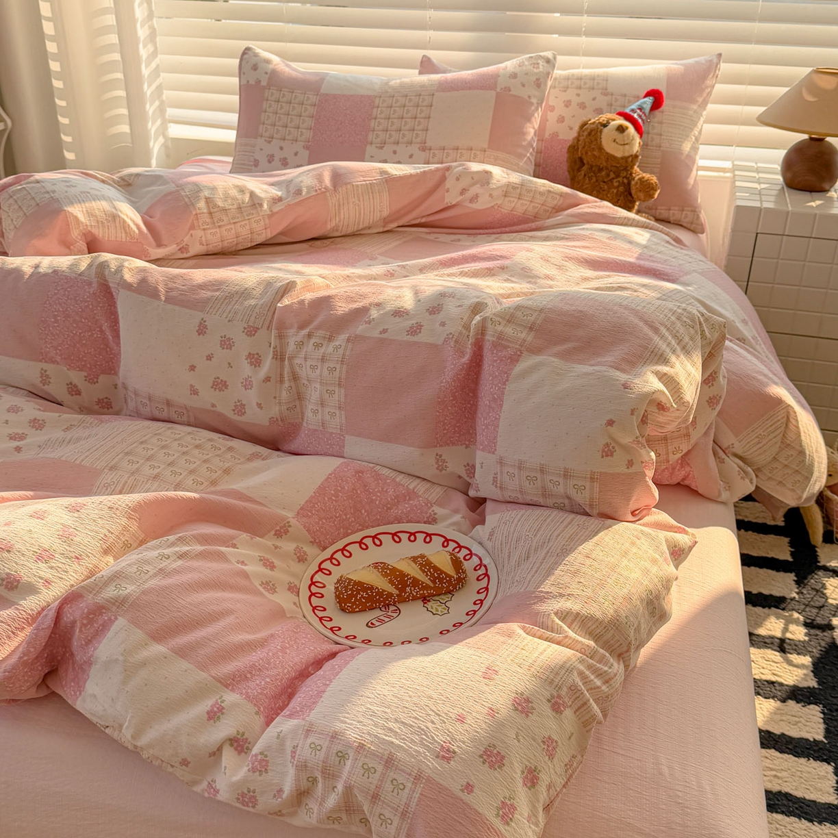 91家纺网 家纺一手货源 找家纺 繁花家居 2025学生季第二波木棉水洗棉四件套三件套跑量款 怦然心动