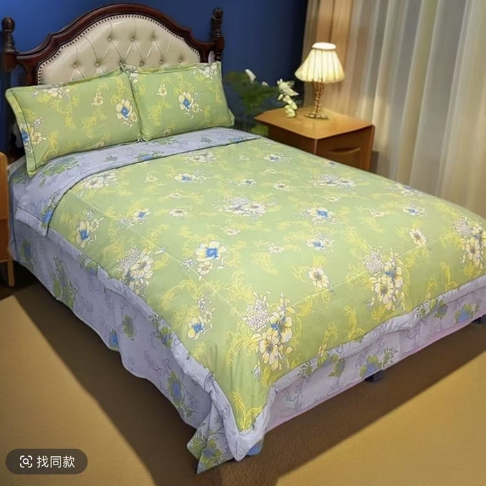 禧多家纺2025新款双层纱夏被四件套 淡雅花姿