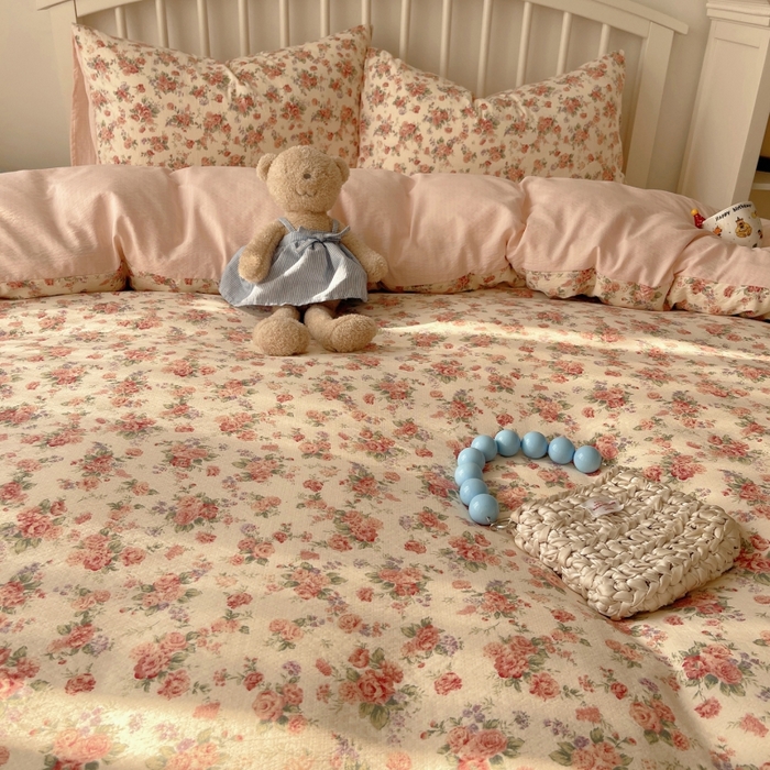 91家纺网 家纺一手货源 找家纺 繁花家居 2025学生季第二波木棉水洗棉四件套三件套跑量款 蔷薇岛屿