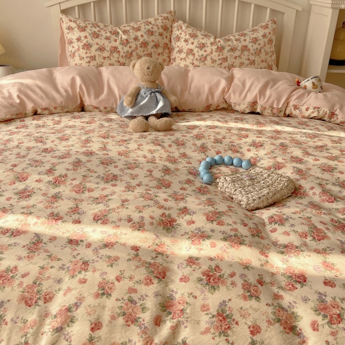 91家纺网 家纺一手货源 找家纺 繁花家居 2025学生季第二波木棉水洗棉四件套三件套跑量款 蔷薇岛屿