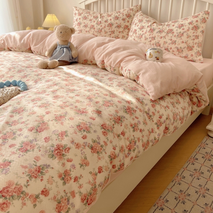 91家纺网 家纺一手货源 找家纺 繁花家居 2025学生季第二波木棉水洗棉四件套三件套跑量款 蔷薇岛屿