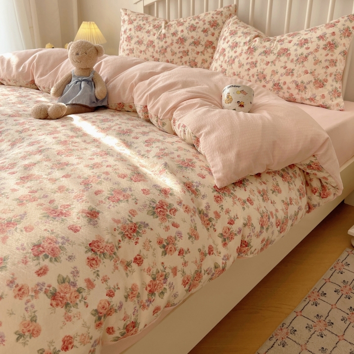 91家纺网 家纺一手货源 找家纺 繁花家居 2025学生季第二波木棉水洗棉四件套三件套跑量款 蔷薇岛屿