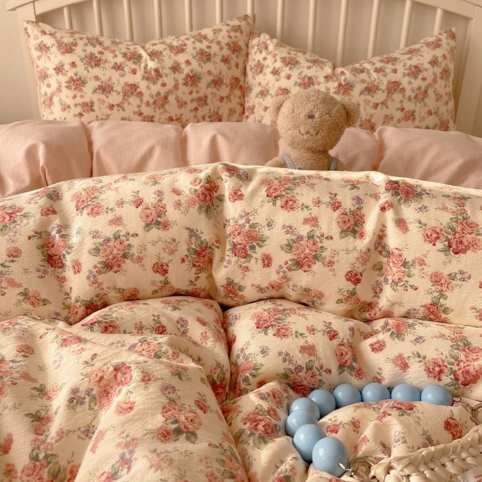 91家纺网 家纺一手货源 找家纺 繁花家居 2025学生季第二波木棉水洗棉四件套三件套跑量款 蔷薇岛屿