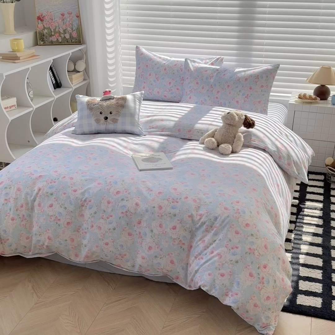 91家纺网 家纺一手货源 找家纺 繁花家居 2025学生季第二波木棉水洗棉四件套三件套跑量款 盛夏光荫