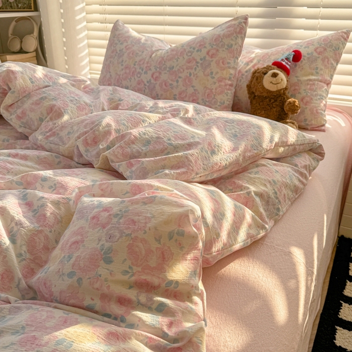 91家纺网 家纺一手货源 找家纺 繁花家居 2025学生季第二波木棉水洗棉四件套三件套跑量款 午后花园