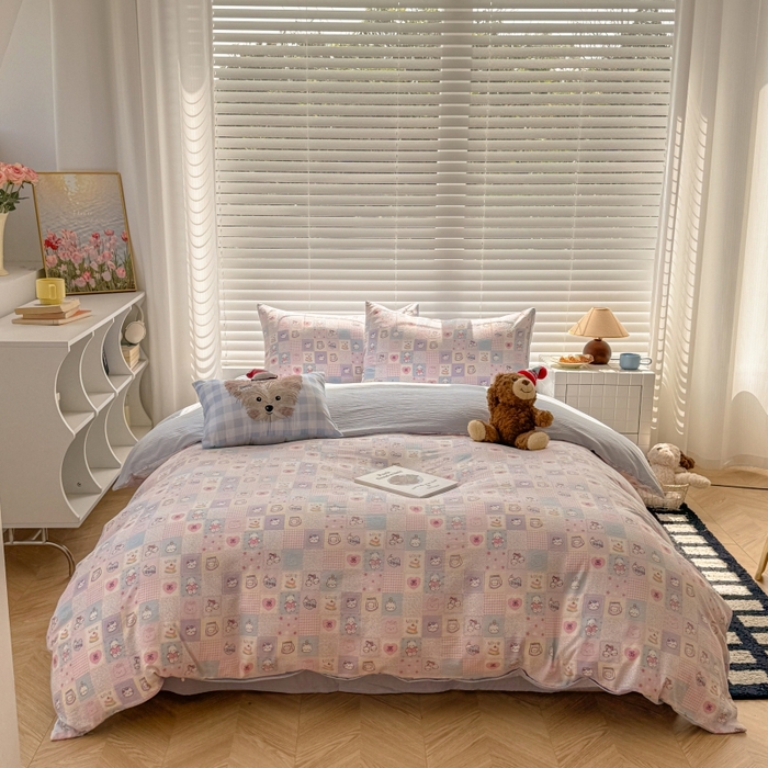 91家纺网 家纺一手货源 找家纺 繁花家居 2025学生季第二波木棉水洗棉四件套三件套跑量款 小猫集结号