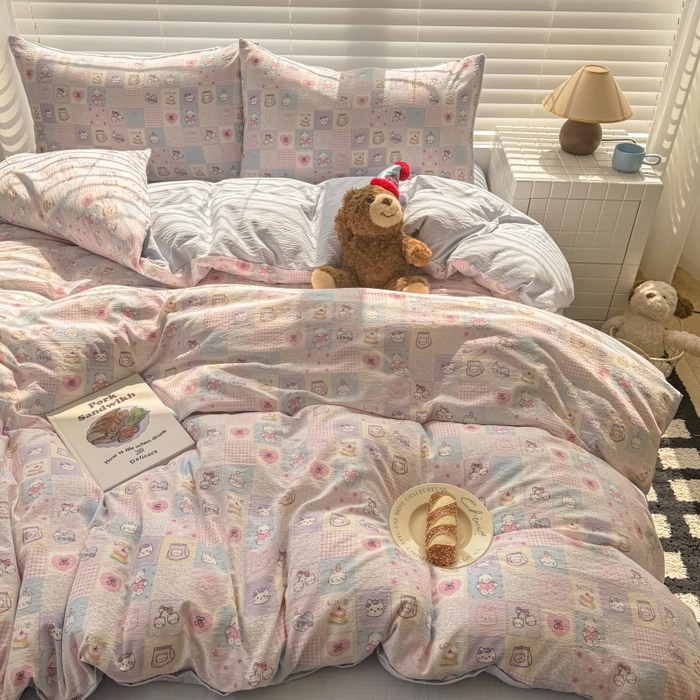 91家纺网 家纺一手货源 找家纺 繁花家居 2025学生季第二波木棉水洗棉四件套三件套跑量款 小猫集结号