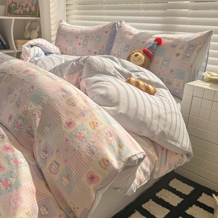 91家纺网 家纺一手货源 找家纺 繁花家居 2025学生季第二波木棉水洗棉四件套三件套跑量款 小猫集结号