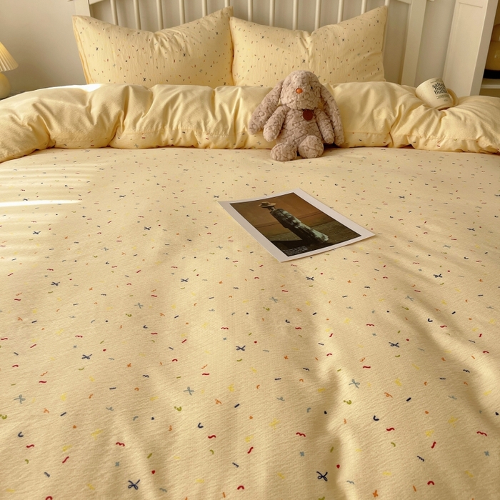 91家纺网 家纺一手货源 找家纺 繁花家居 2025学生季第二波木棉水洗棉四件套三件套跑量款 星点舞曲