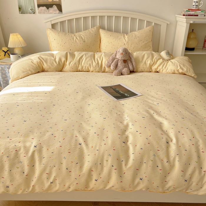 91家纺网 家纺一手货源 找家纺 繁花家居 2025学生季第二波木棉水洗棉四件套三件套跑量款 星点舞曲