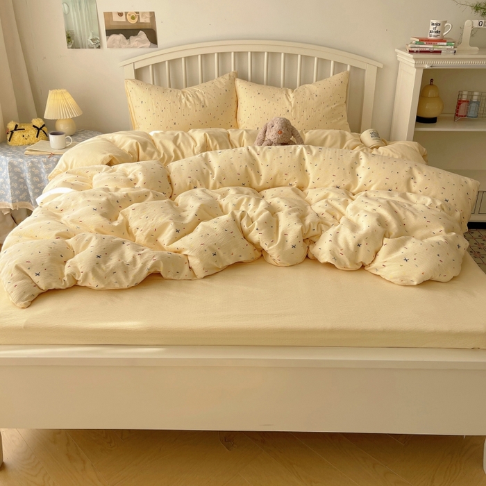 91家纺网 家纺一手货源 找家纺 繁花家居 2025学生季第二波木棉水洗棉四件套三件套跑量款 星点舞曲