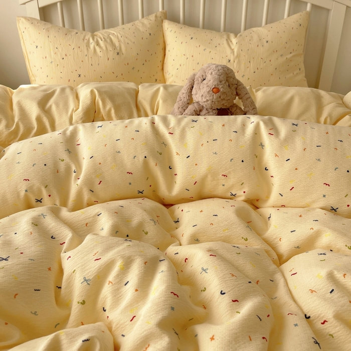 91家纺网 家纺一手货源 找家纺 繁花家居 2025学生季第二波木棉水洗棉四件套三件套跑量款 星点舞曲