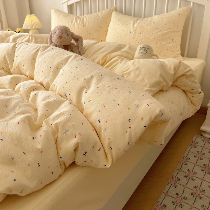 91家纺网 家纺一手货源 找家纺 繁花家居 2025学生季第二波木棉水洗棉四件套三件套跑量款 星点舞曲