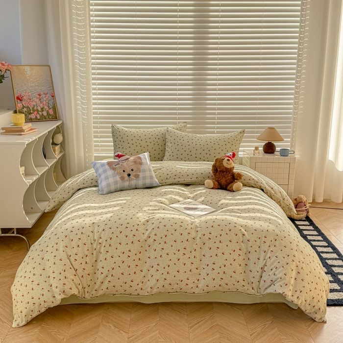 91家纺网 家纺一手货源 找家纺 繁花家居 2025学生季第二波木棉水洗棉四件套三件套跑量款 樱桃酱