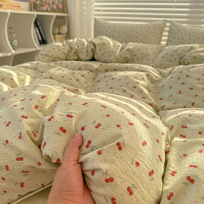 91家纺网 家纺一手货源 找家纺 繁花家居 2025学生季第二波木棉水洗棉四件套三件套跑量款 樱桃酱