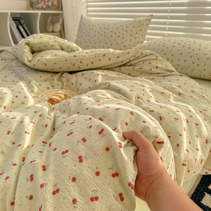 91家纺网 家纺一手货源 找家纺 繁花家居 2025学生季第二波木棉水洗棉四件套三件套跑量款 樱桃酱