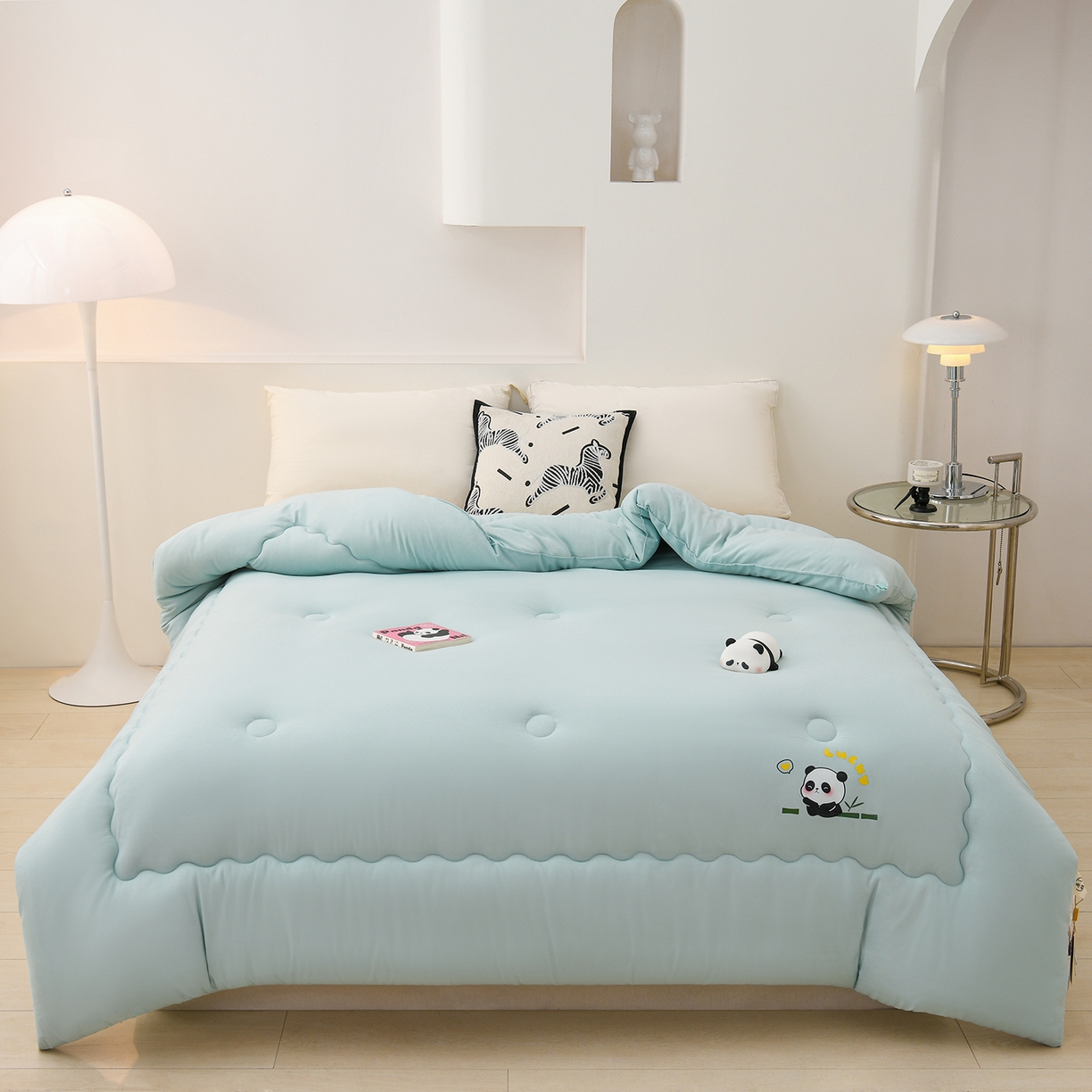 易展家居 2025新款水洗棉大豆被 熊猫-和风蓝
