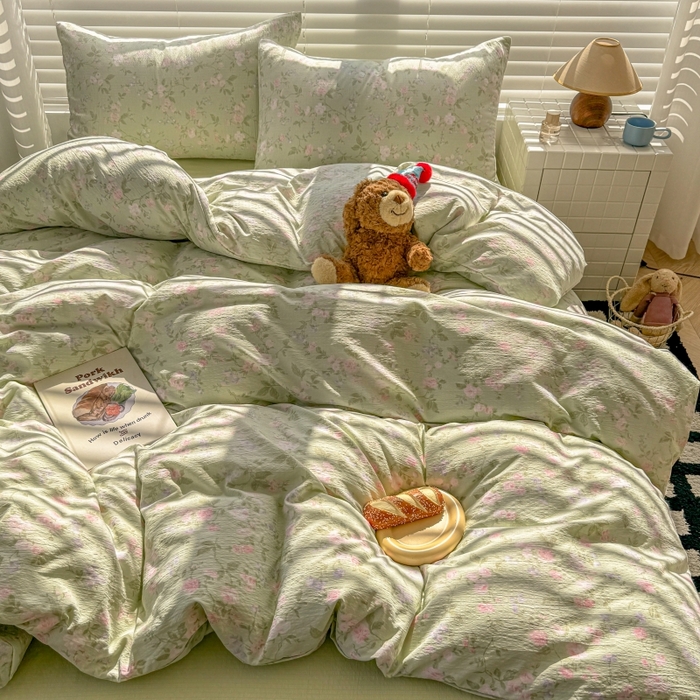 91家纺网 家纺一手货源 找家纺 繁花家居 2025学生季第二波木棉水洗棉四件套三件套跑量款 雨棠灼春