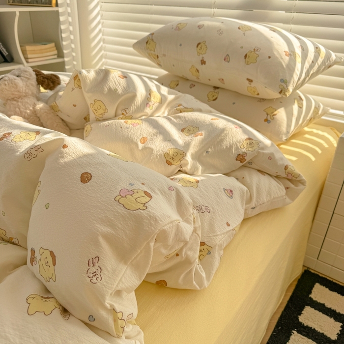 91家纺网 家纺一手货源 找家纺 繁花家居 2025学生季第二波木棉水洗棉四件套三件套跑量款 元气布丁