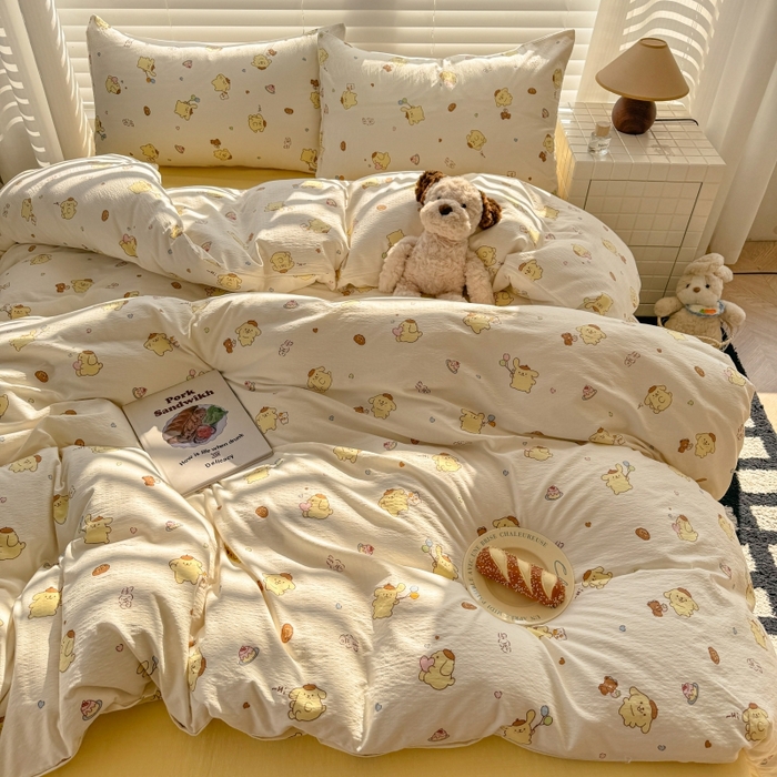 91家纺网 家纺一手货源 找家纺 繁花家居 2025学生季第二波木棉水洗棉四件套三件套跑量款 元气布丁