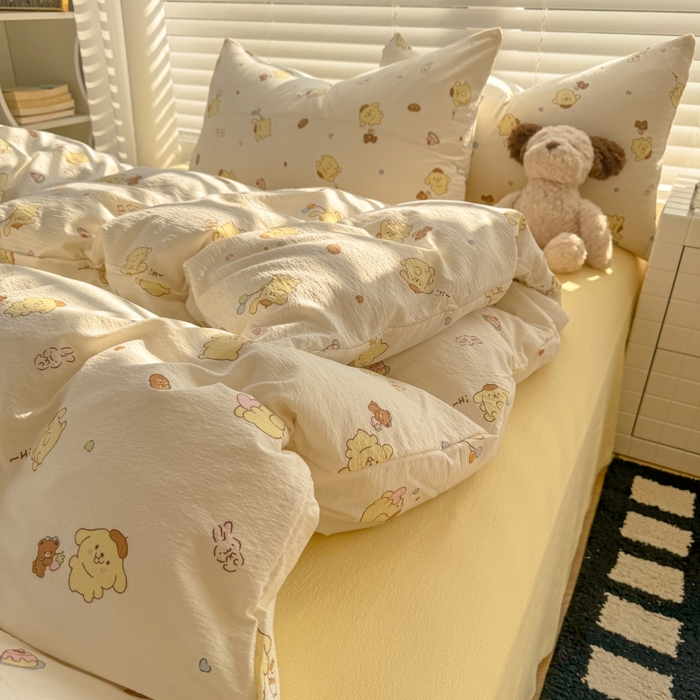 91家纺网 家纺一手货源 找家纺 繁花家居 2025学生季第二波木棉水洗棉四件套三件套跑量款 元气布丁