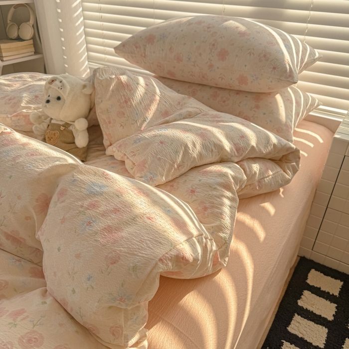 91家纺网 家纺一手货源 找家纺 繁花家居 2025学生季第二波木棉水洗棉四件套三件套跑量款 茱丽叶