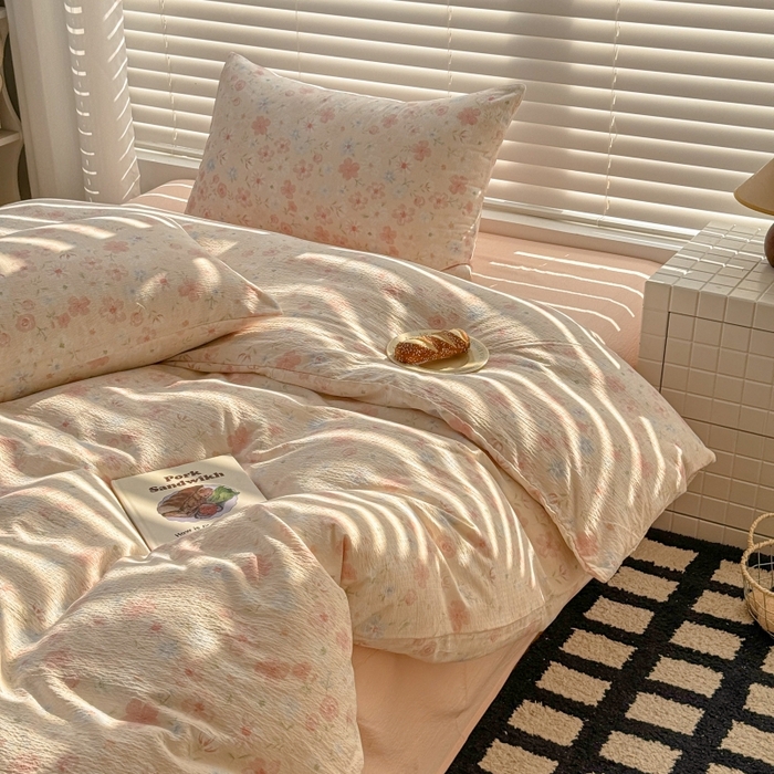 91家纺网 家纺一手货源 找家纺 繁花家居 2025学生季第二波木棉水洗棉四件套三件套跑量款 茱丽叶