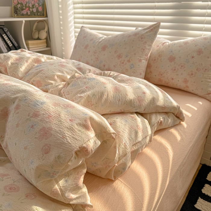 91家纺网 家纺一手货源 找家纺 繁花家居 2025学生季第二波木棉水洗棉四件套三件套跑量款 茱丽叶